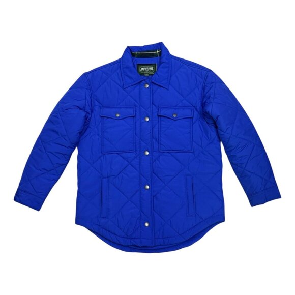 AMERICAN EAGLE Quilted Vibrant Blue Designer Puffer Parka Jacket Womens Small - Picture 1 of 5